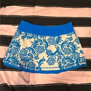 lululemon athletica Blue and White Asymmetrical Floral Skirt